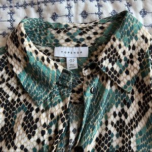 Topshop Colorful Snakeskin Print Button Down
